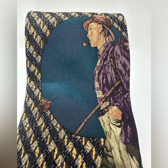 Norman Rockwell All Silk Tie 1994 Saturday Evening Post Art Vintage Man Dog 4x55 - Picture 10 of 13